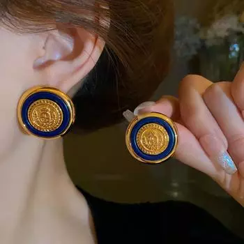 Преувеличенные серьги в европейском и американском ретро-стиле для женщин золотой