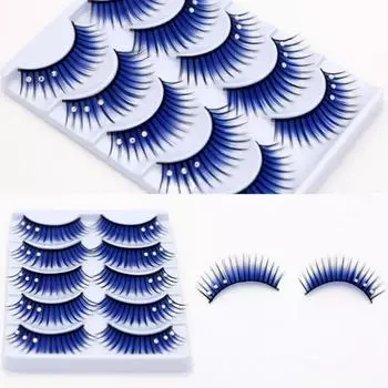 Преувеличенные Синие Ресницы Сцена Макияжа Накладные Ресницы Красивые Сценические Ресницы Женщины