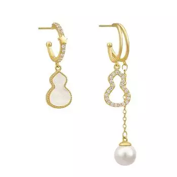 Преувеличенные средние и длинные серьги с бахромой из жемчуга, асимметричные серьги в форме тыквы, женские серьги