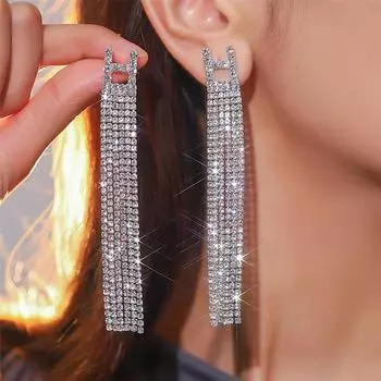 Преувеличенные супер-вспышки, полные бриллиантов, серьги-кисточки с буквой H, темпераментные, легкие, роскошные, длинные серьги с чувством геометрической формы для женщин золотой