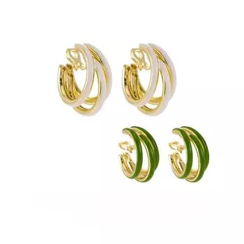 Преувеличенные три кольца, модные роскошные женские зажимы для ушей без отверстий для ушей