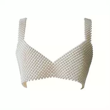 Преувеличенный дизайн с искусственным жемчугом, бюстгальтер-цепочка, элегантный сексуальный стиль, индивидуальный женский декор тела