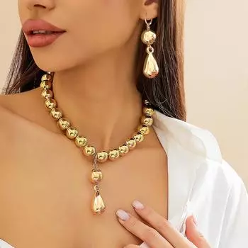 Преувеличенный гот CCB большой шарик бусины цепи ожерелье серьги для женщин панк массивный чокер ювелирные изделия стимпанк аксессуары