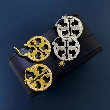 Преувеличенный круг с бриллиантовой пряжкой для ушей в металлическом стиле, персонализированные круглые серьги в стиле панк-стрит с ювелирными изделиями серебряный