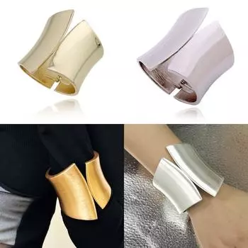 Преувеличенный массивный тяжелый браслет в готическом стиле в стиле панк-браслет, креативный широкий открытый браслет для женщин Smooth/Silver