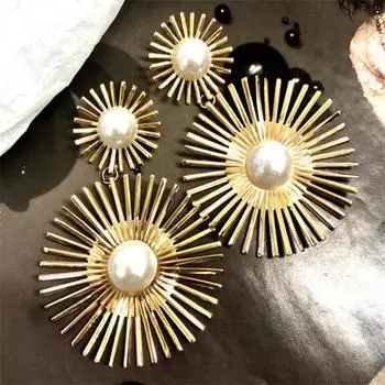 Преувеличенный новый модный темперамент круглые висячие серьги для женщин и девушек подарочные ювелирные изделия оптом золотой