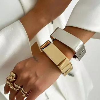 Преувеличенный панк квадратный нерегулярный широкий браслет-пружина модные геометрические браслеты-манжеты женские хип-хоп винтажные ювелирные изделия аксессуары подарок на вечеринку