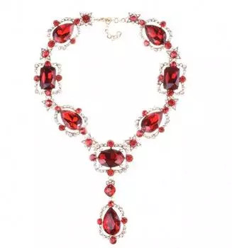 Преувеличенный сплав стеклянный кристалл ключичная цепочка темперамент популярный драгоценный камень капля воды ожерелье красный