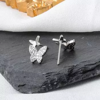 Prevent Allergy 925 Sterling Silver Zircon Butterfly Stud Earrings For Women Jewelry Accessories Pendientes Brincos Eh1293