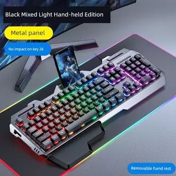 Prewalker GX80 Keyboard Mechanical Feeling Gaming Mouse Suit Only for E-Sports Computer Wired Headset Three-Piece Set [Hand-held version] silver black mixed light