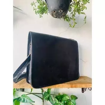 Превосходная кожаная винтажная сумка-мессенджер для ноутбука ручной работы 15 x 11 x 4 in чёрный