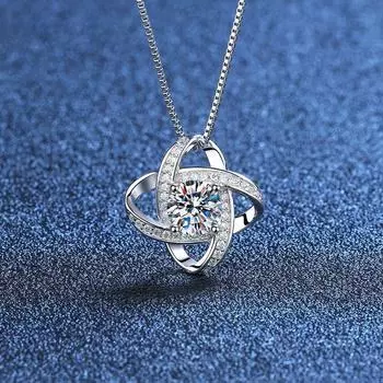Превосходная огранка, 1 карат, муассанит, цвет D, VVS, бриллиантовое ожерелье, подвеска в виде цветка, стерлинговое серебро с платиновым покрытием, ювелирные изделия на День святого Валентина 1 carat
