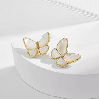 Превратите кокон в бабочку, серьги-гвоздики в виде натуральной рябчика-бабочки, модные и атмосферные длинные серьги-принцессы в том же стиле золотой