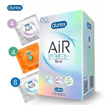 Презерватив Durex AiR 3in1, невидимый ультратонкий презерватив или презерватив с резьбой для мужчин, интимные товары, 16 шт., размер M M