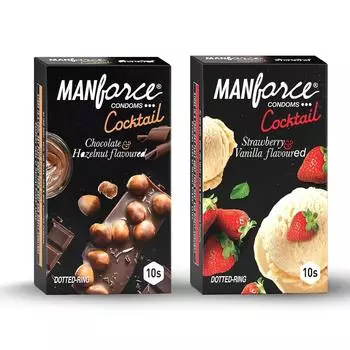 Презервативы для коктейлей Manforce (Клубника+ваниль и шоколад+фундук) 10 кусочков