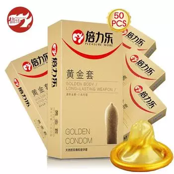 Презервативы для мужчин, 50 шт., утолщенные презервативы с длительной задержкой золотого цвета M