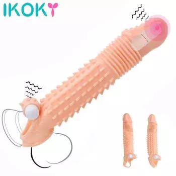 Презервативы для увеличения пениса с рукавом на члене, секс-игрушки для мужчин, удлинитель, вибрирующий, для задержки эякуляции, многоразовые товары для взрослых