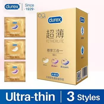 Презервативы Durex для мужчин, смешанные 3 в 1, ультратонкие модные презервативы Fetherlite из натурального латекса m