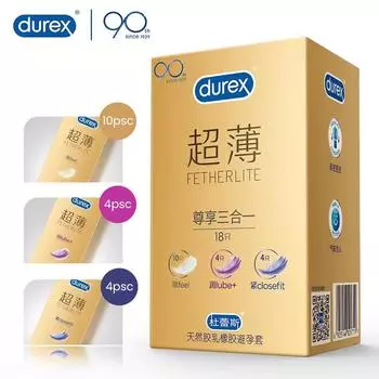 Презервативы Durex Fetherlite ультратонкие премиум 3 в 1 набор для секса для взрослых 18 штук