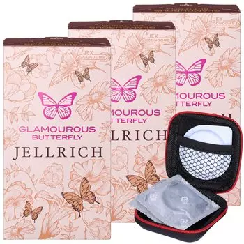 Презервативы Glamorous Butterfly Gel Rich 8 штук в наборе из 3 коробок с оригинальным футляром [Гладкое водорастворимое желе]