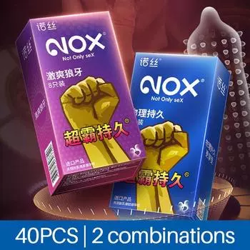 Презервативы NOX с задержкой для мужчин, 40 шт., смазочные ультратонкие крупные частицы или гладкие секс-игрушки с рукавами для пениса M