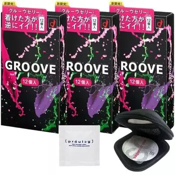 Презервативы Okamoto Презервативы Okamoto GROOVE 12 шт. Оригинальный чехол для презерватива Pepe Lotion Prologue 5 мл [Набор 3] + +