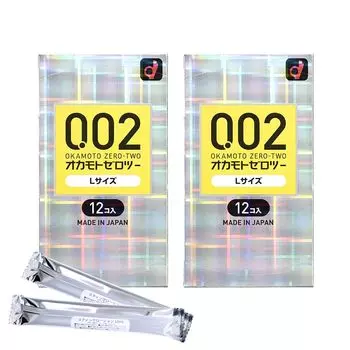 Презервативы Okamoto Zero Two Большого размера Полиуретан 12 штук в упаковке по 2 стик-лосьона для сокрытия содержимого 0.02 (PU) упаковка, набор из 2 штук, включено,