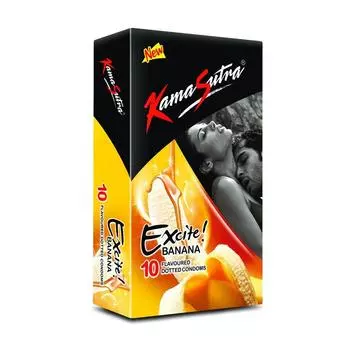 Презервативы точечные с ароматом Банана (10 шт), Banana Flavoured Condom, Kamasutra