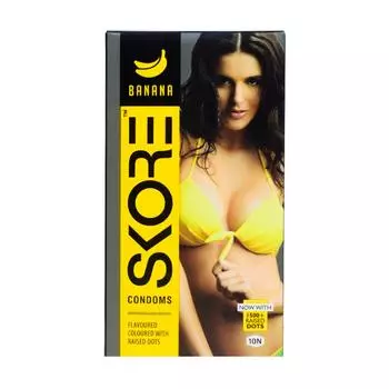 Презервативы точечные с ароматом Банана (10 шт), Banana Flavoured Condoms, Skore