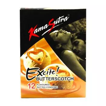Презервативы точечные с ароматом Ирисок (12 шт), Butterscotch Flavoured Condoms, Kamasutra