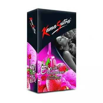 Презервативы точечные с ароматом Клубники (10 шт), Strawberry Flavoured Condoms, Kamasutra