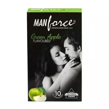 Презервативы точечные с ароматом Зеленого Яблока (10 шт), Green Apple Flavoured Condoms, Manforce