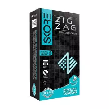 Презервативы ЗигЗаг с ребристой и пунктирной текстурой (10 шт), ZigZag Condoms, Skore