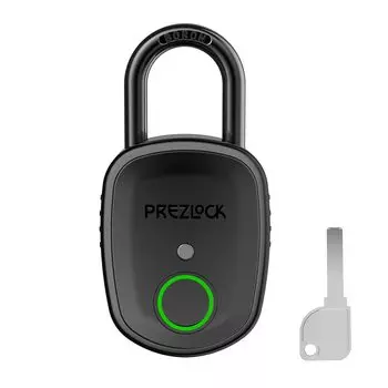 Prezlock Padlock Smart Lock Аутентификация по отпечатку пальца USB-зарядка с резервным ключом Бесключевая биометрическая аутентификация Прочный Водонепроницаемый Стандартный