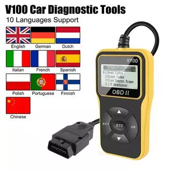 Прибор для диагностики двигателя OBD 2 сканер цифровой дисплей универсальный 16-контактный автомобильные аксессуары V100 OBD2 считыватель кодов автомобильные диагностические инструменты чёрный