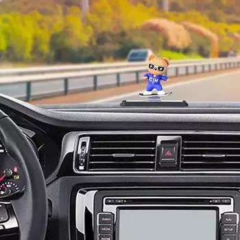 Приборная панель Скейтбординг Медведь Мультфильм Скейтбординг Медведь Декор Приборная панель Фигурка Автомобильная отделка Клей Для Дорожного Путешествия Веселье Для