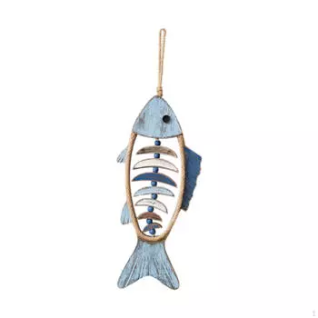 Прибрежная деревянная рыбка настенная подвеска для домашнего декора With Fin 47x21cm