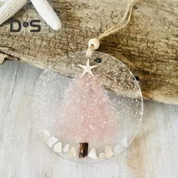 Прибрежное рождественское украшение, подвесные морские стеклянные детали, ловец света, пляжный стеклянный ловец солнца на акриловом круге для украшения оконной елки B