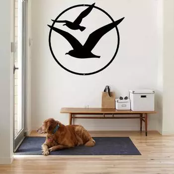 Прибрежные чайки Металлические настенные украшения Стальной декор для домашнего офиса, элегантные настенные украшения для гостиной и спальни, стильное прибрежное искусство чёрный