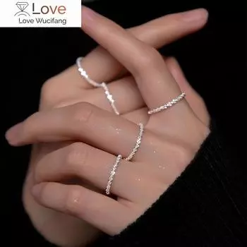 Прибыло сверкающее кольцо из стерлингового серебра 925 пробы, простое универсальное декоративное компактное кольцо на указательный палец, женские модные ювелирные изделия 6