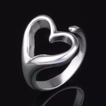 Прибытие 925 Серебряное Полое Сердце Открытое Регулируемое Кольцо Для Женщин Модные Ювелирные Изделия
