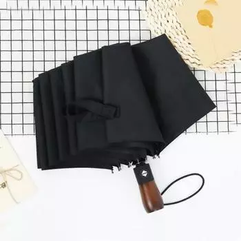 Прибытие Автоматический мужской зонт тройной складной деревянная ручка черное покрытие солнцезащитный складной зонт 10K ветрозащитный жёлтый