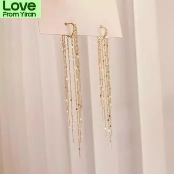 Прибытие Доминирует Мода Длинные Металлические Серьги-Кистички Корейский Джокер Милые Милые Серьги Серьги Элегантные Женские золотой