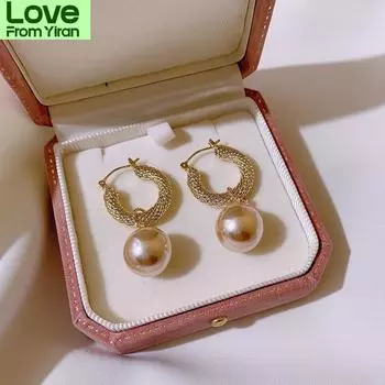 Прибытие Доминирует Мода Изящные Геометрические Серьги-капли с Жемчугом Контрактные Старшие Металлические Темпераментные Женские Серьги Ювелирные Изделия оранжевый