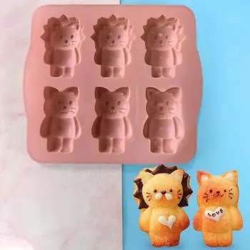 Прибытие Животное Лев И Кошка Дизайн Силиконовая Форма Мусс Сделай Сам Мыло Ручной Работы Форма Кухня Торт Принадлежности Формы Для Выпечки