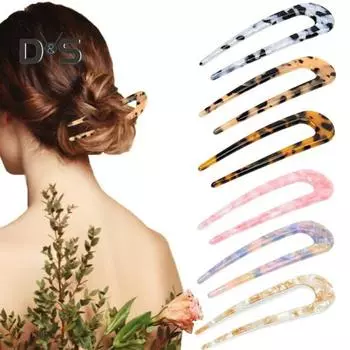 Прическа-прическа U-образная акриловая заколка для волос в виде булочки, акриловая палочка для надежной фиксации волос, женский инструмент для укладки волос светло-коричневого
