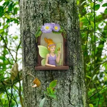 Причудливая садовая статуя эльфа, подвесной кулон, прочная смола, устойчивая к ультрафиолетовому излучению краска, украшение для сада, кулон фиолетовый