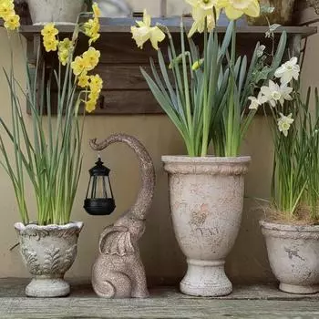 Причудливая статуя слона на солнечной энергии - уличная статуэтка из смолы со светодиодной подсветкой, декор для ландшафтного дизайна своими руками, украшение для газона во дворе