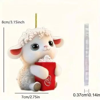 Причудливое акриловое рождественское украшение в виде овечки, идеально подходящее для праздничного зеркала в стиле автомобиля 1