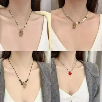 Причудливое мультяшное кукольное ожерелье - длинная цепочка для свитера, нишевый осенне-зимний дизайн RR627 Bear Ring